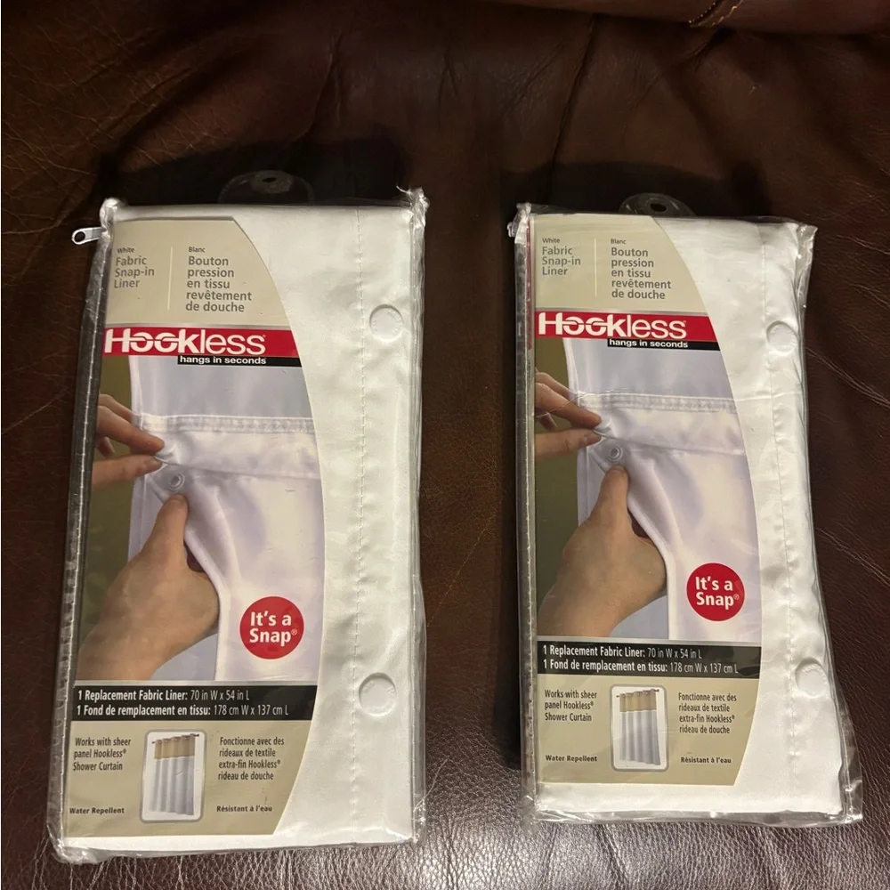 Hookless Shower Curtain Liner -  Hangs in Seconds Fabric Snap In Liner 70x54 - Picture 4 of 4